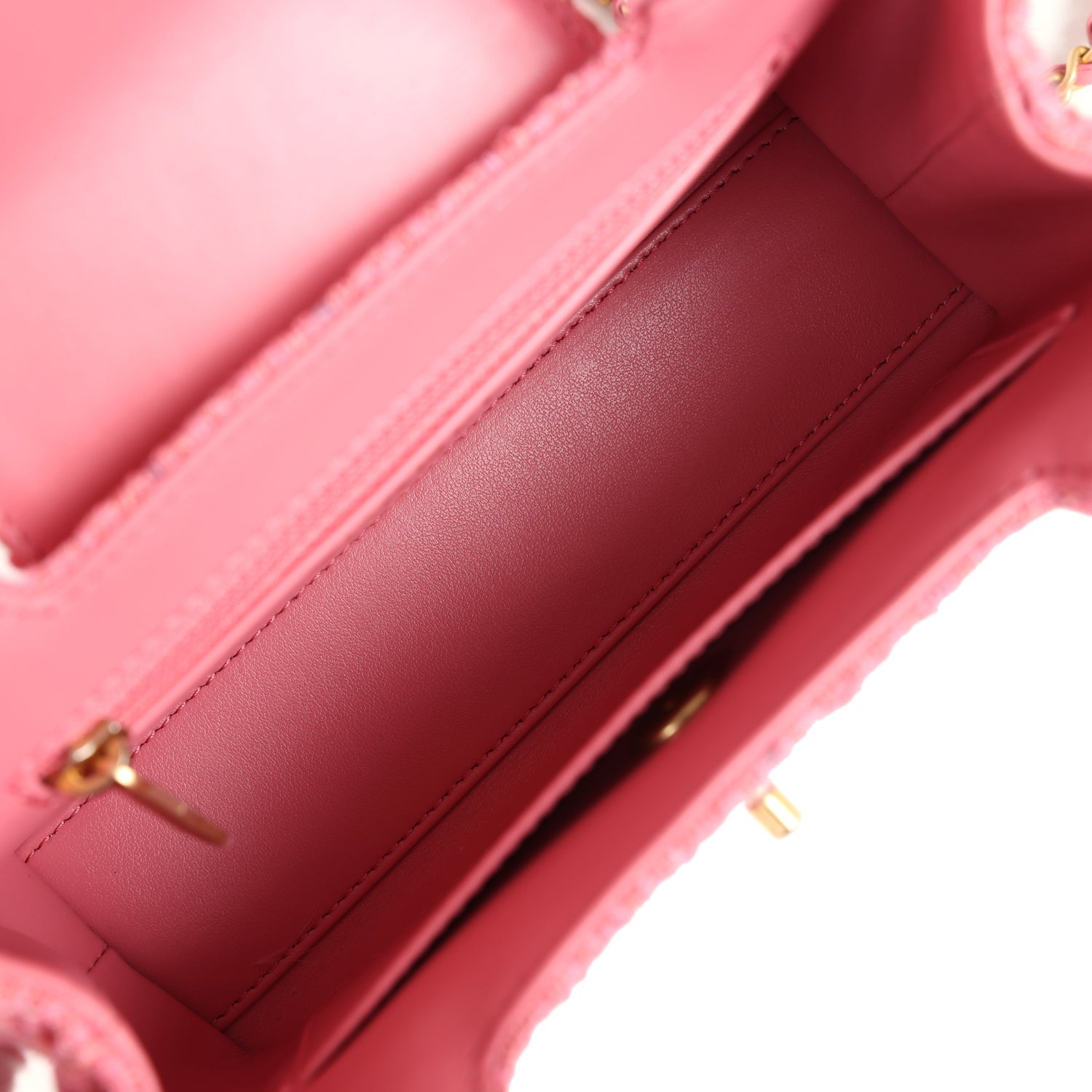Small Kelly Shopper Pink Tweed Brushed Gold Hardware
