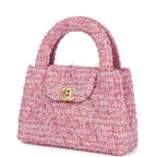 Small Kelly Shopper Pink Tweed Brushed Gold Hardware