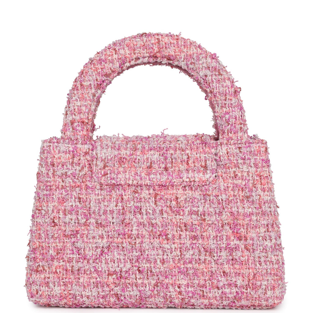 Small Kelly Shopper Pink Tweed Brushed Gold Hardware