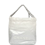 Mini 22 Bag White and Silver Ombre Metallic Calfskin Silver Hardware