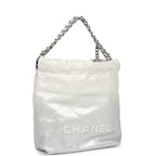 Mini 22 Bag White and Silver Ombre Metallic Calfskin Silver Hardware