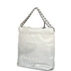 Mini 22 Bag White and Silver Ombre Metallic Calfskin Silver Hardware