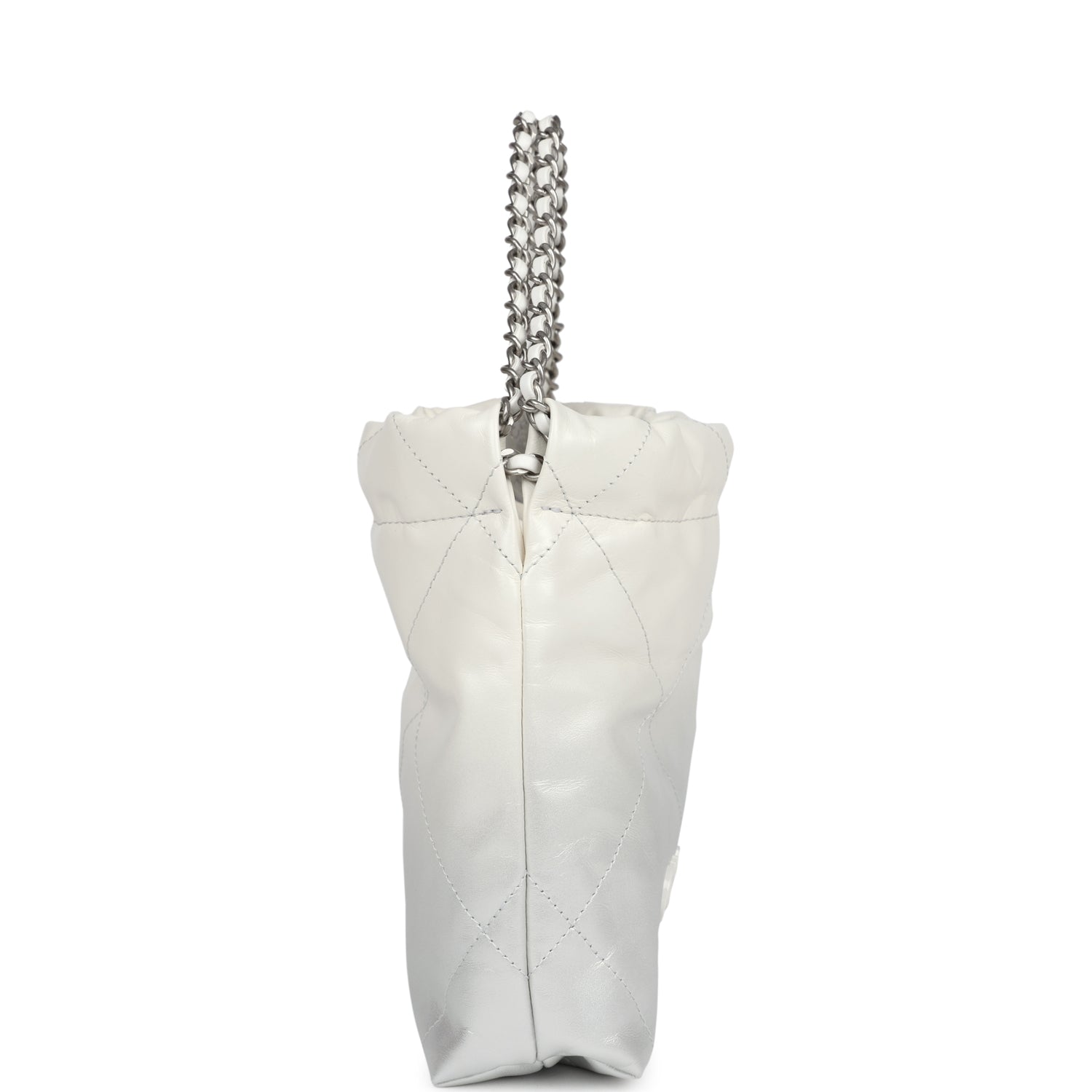 Mini 22 Bag White and Silver Ombre Metallic Calfskin Silver Hardware