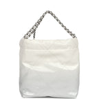 Mini 22 Bag White and Silver Ombre Metallic Calfskin Silver Hardware