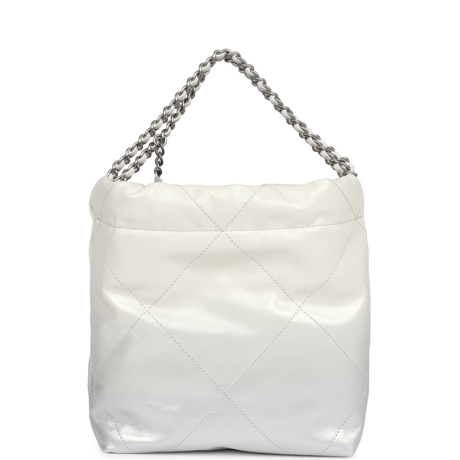 Mini 22 Bag White and Silver Ombre Metallic Calfskin Silver Hardware