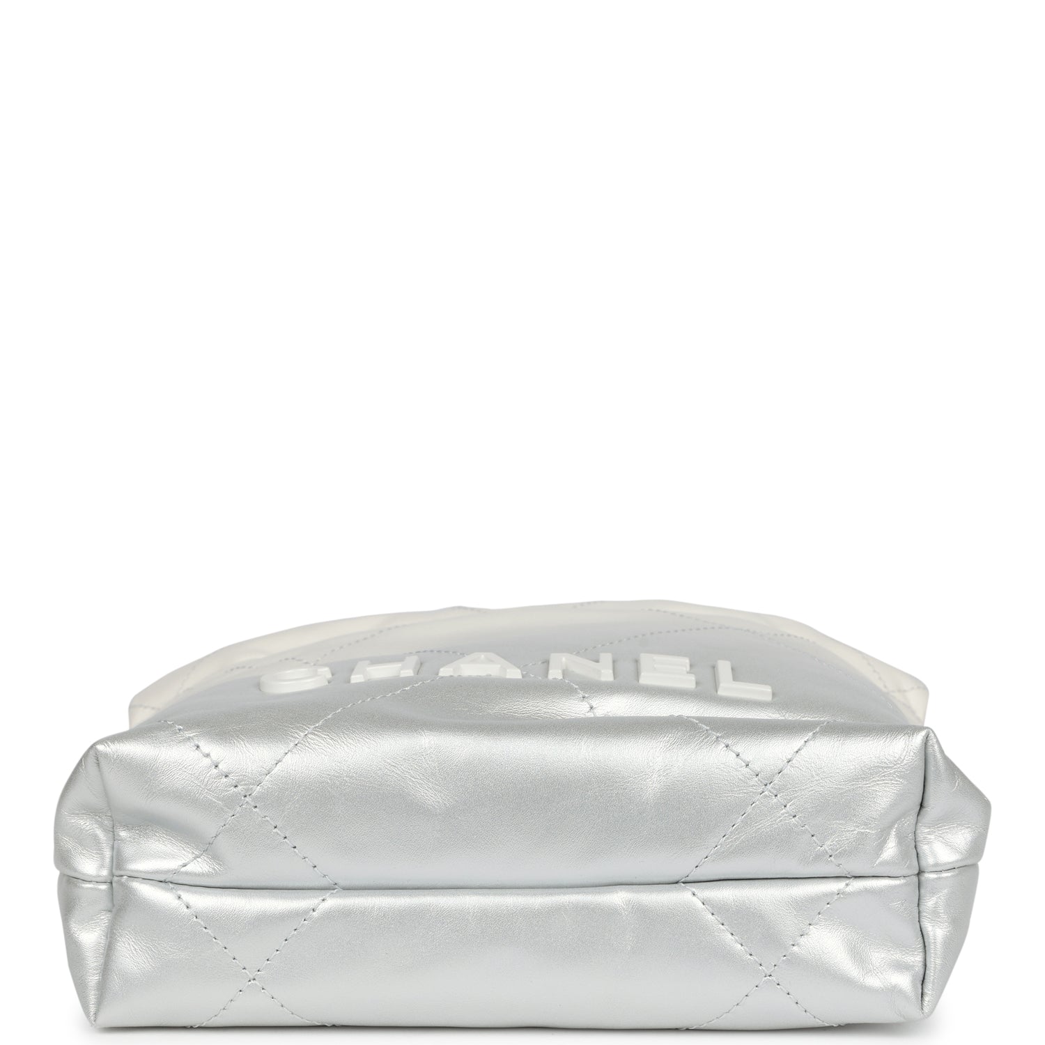Mini 22 Bag White and Silver Ombre Metallic Calfskin Silver Hardware