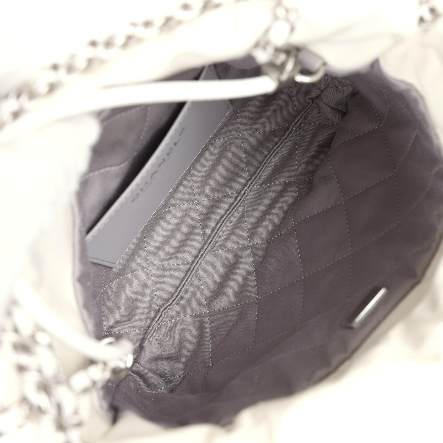 Mini 22 Bag White and Silver Ombre Metallic Calfskin Silver Hardware