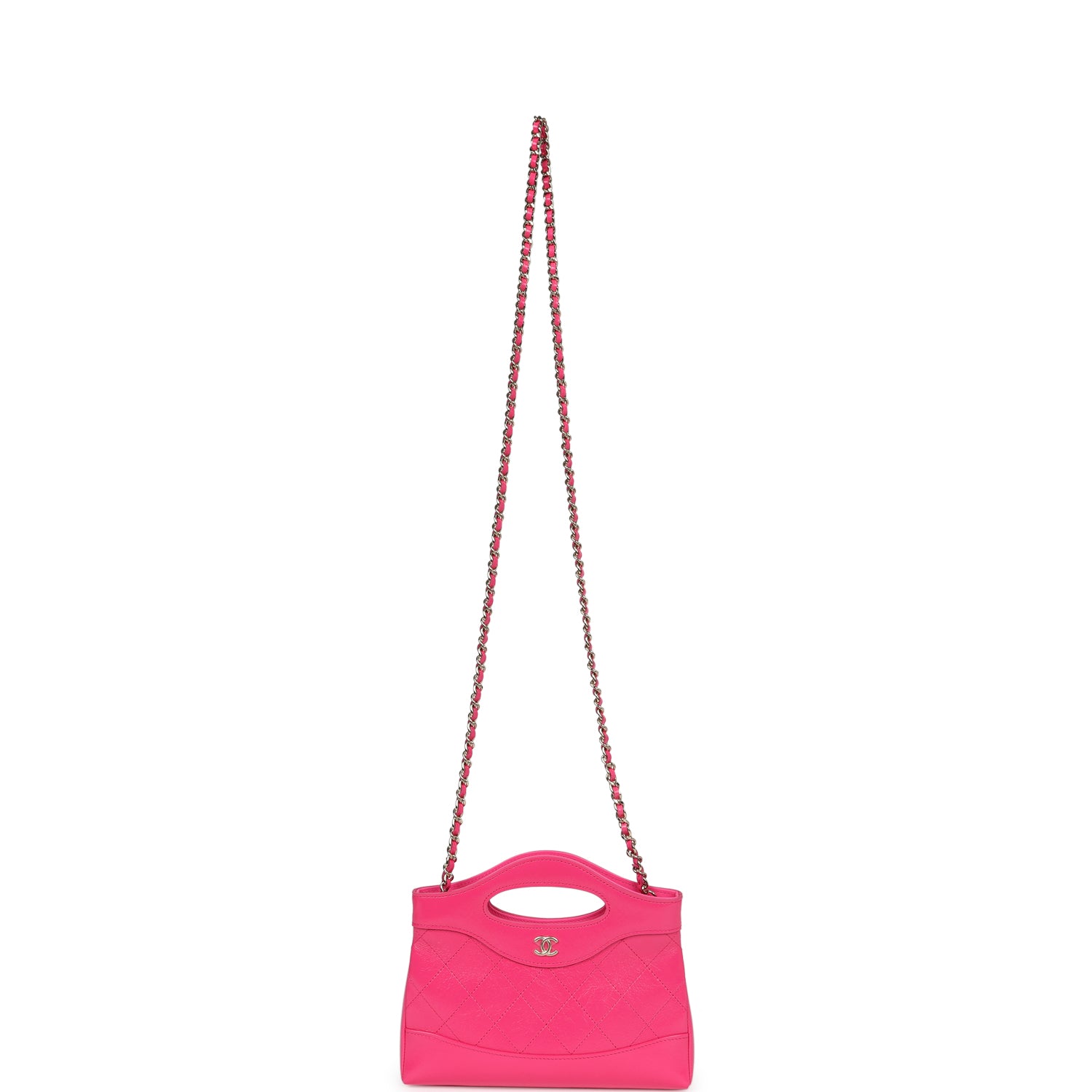 Nano 31 Shopper Hot Pink Shiny Aged Calfskin Gold Hardware