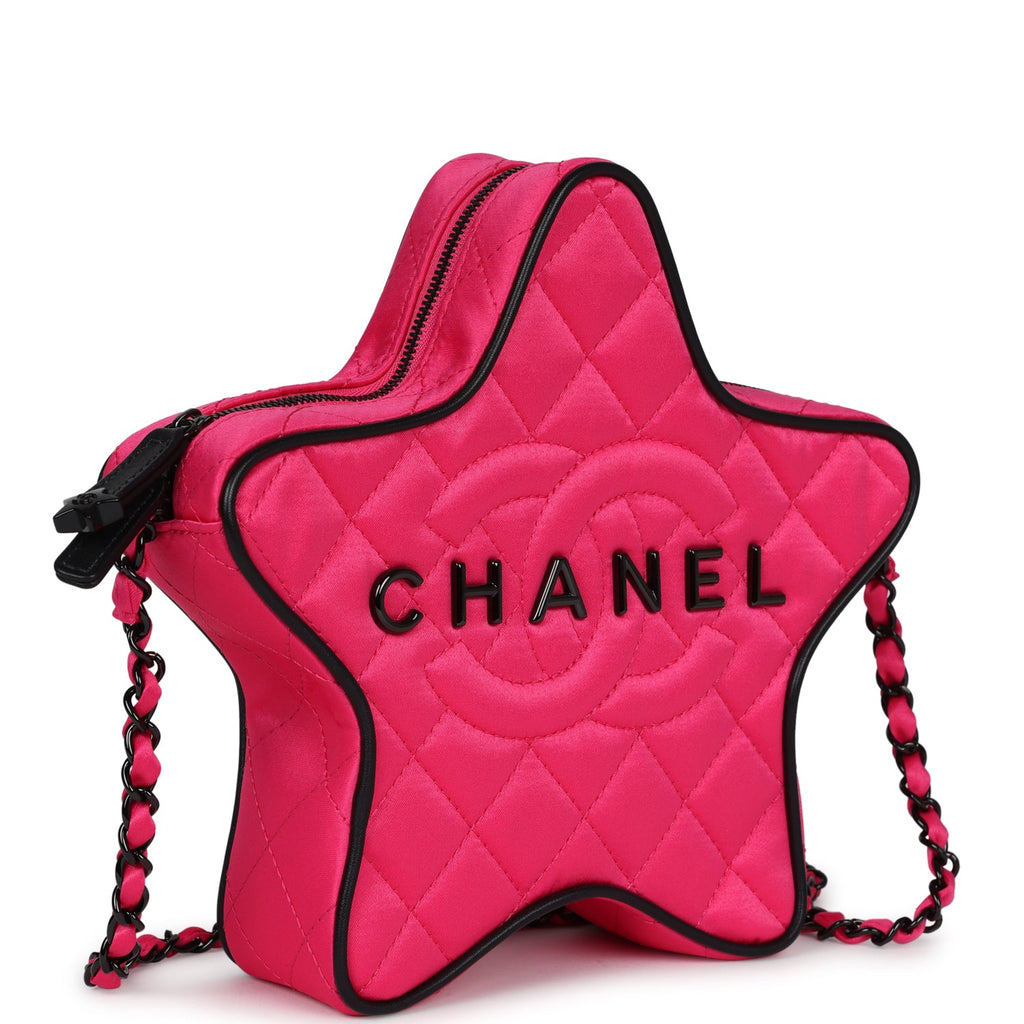 CC Star Bag Fuchsia and Black Satin Black Metal Hardware