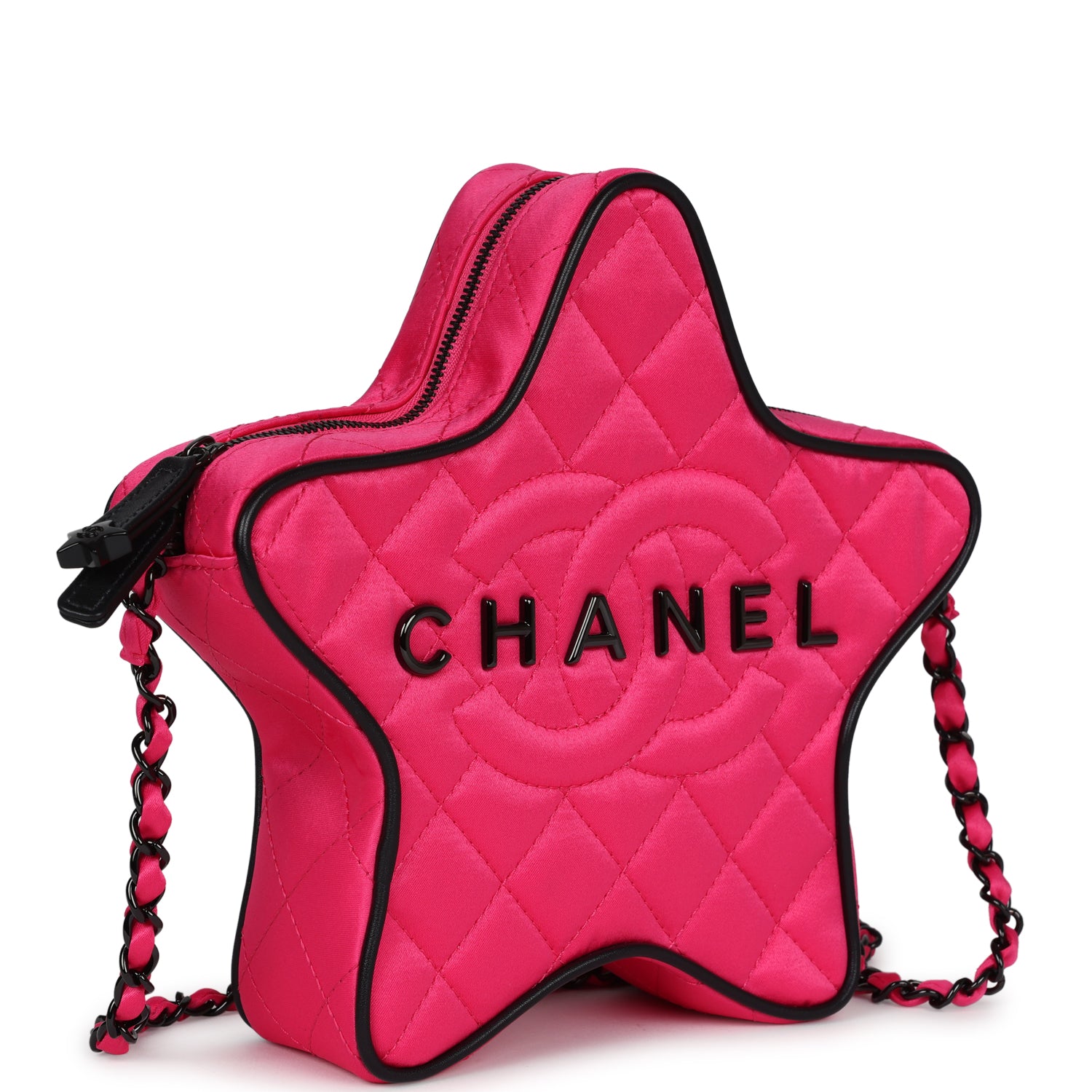 CC Star Bag Fuchsia and Black Satin Black Metal Hardware