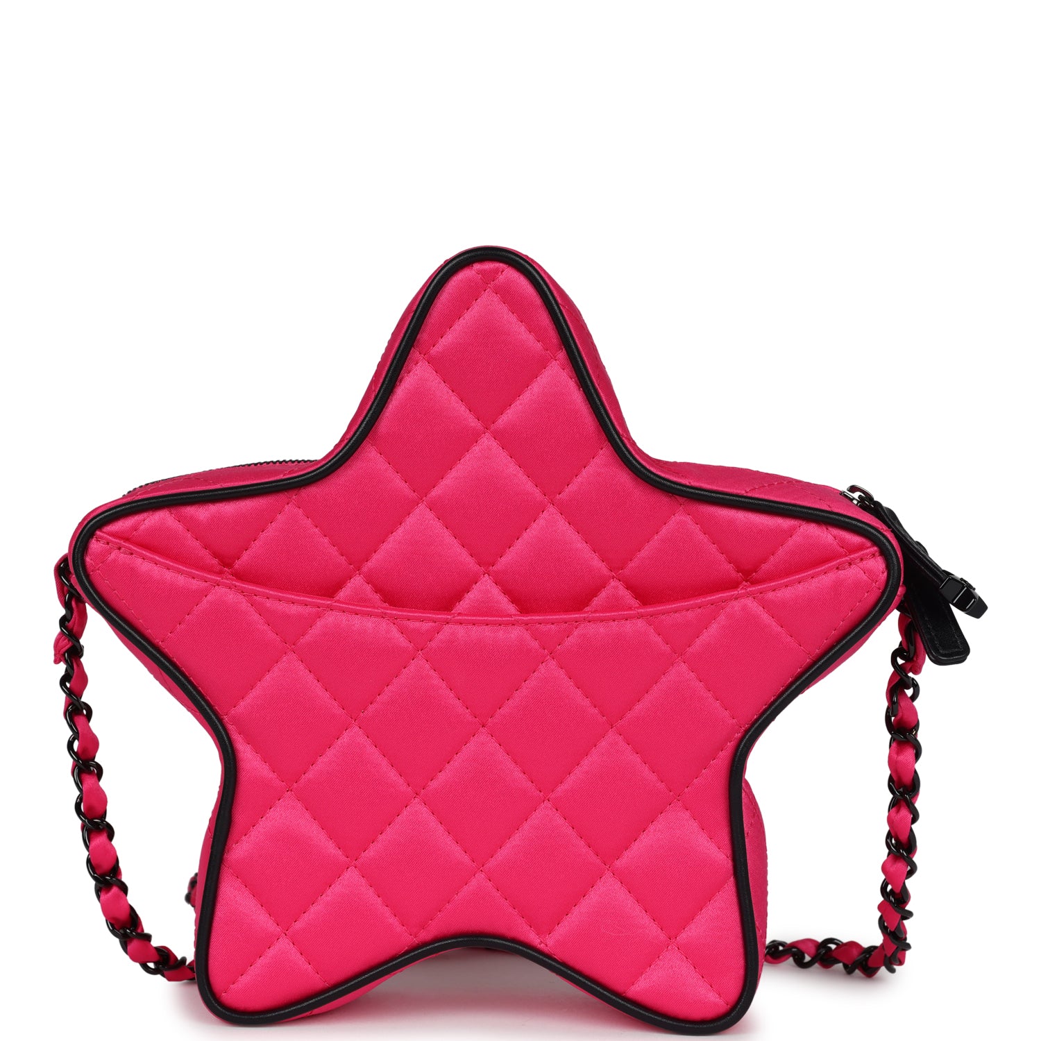 CC Star Bag Fuchsia and Black Satin Black Metal Hardware