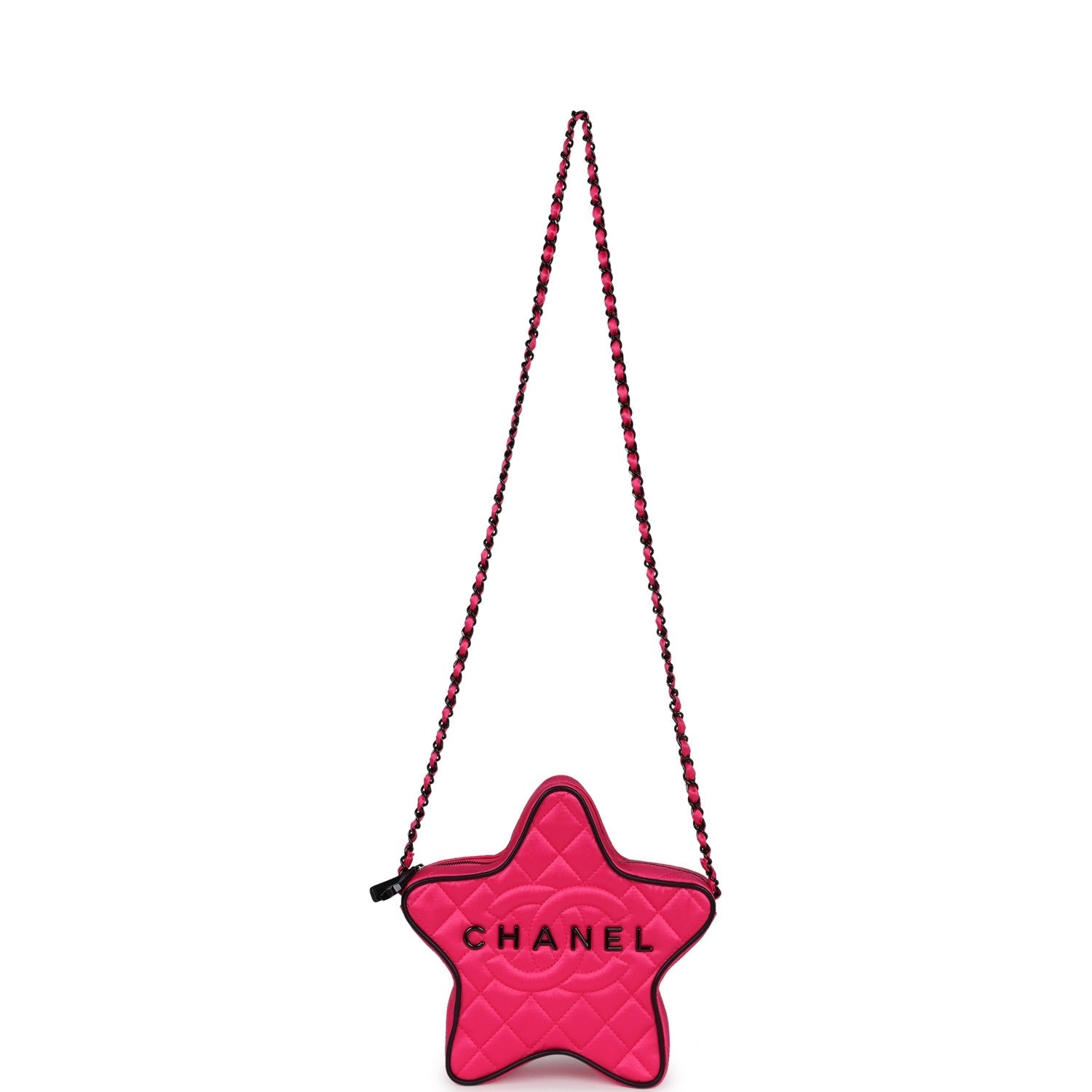 CC Star Bag Fuchsia and Black Satin Black Metal Hardware