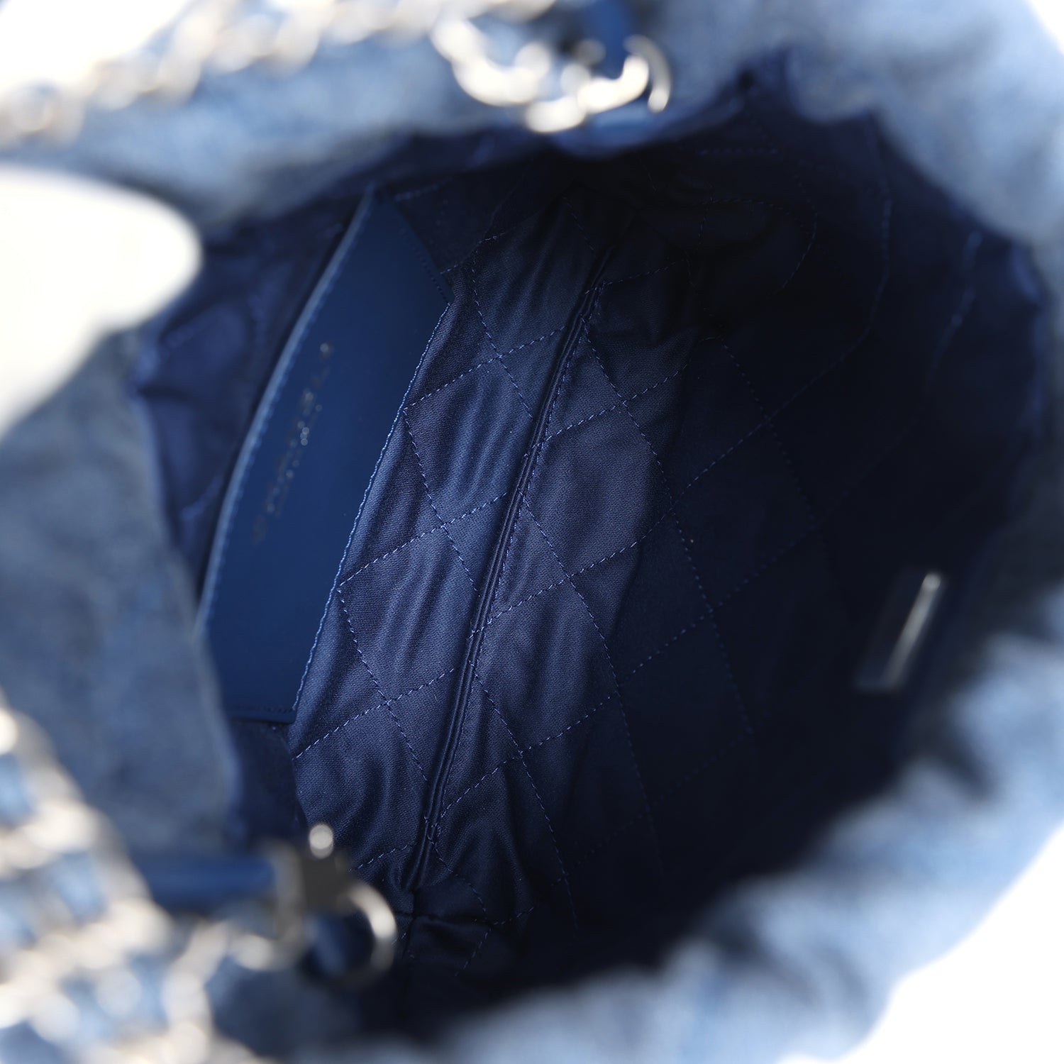Mini 22 Bag Blue Studded Denim Silver Hardware