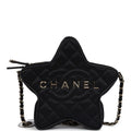 Star Bag Black Satin Light Gold Hardware