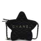 Star Bag Black Satin Light Gold Hardware