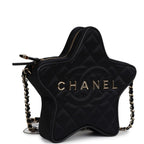 Star Bag Black Satin Light Gold Hardware