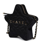 Star Bag Black Satin Light Gold Hardware