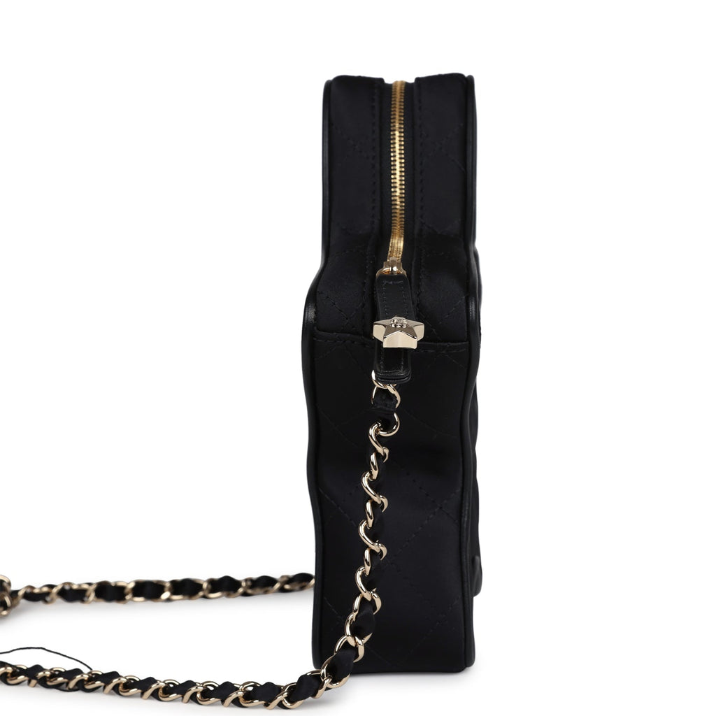 Star Bag Black Satin Light Gold Hardware