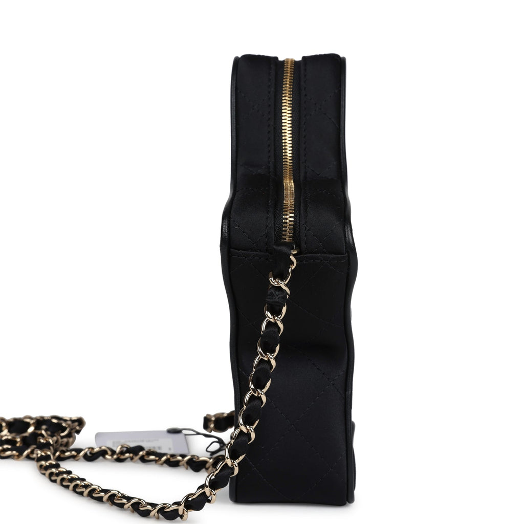 Star Bag Black Satin Light Gold Hardware