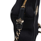 Star Bag Black Satin Light Gold Hardware