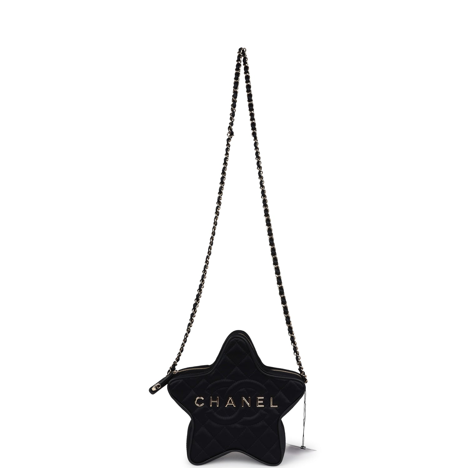 Star Bag Black Satin Light Gold Hardware