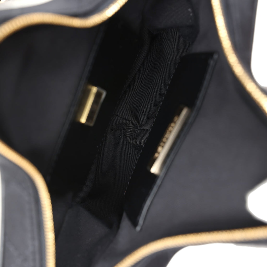 Star Bag Black Satin Light Gold Hardware