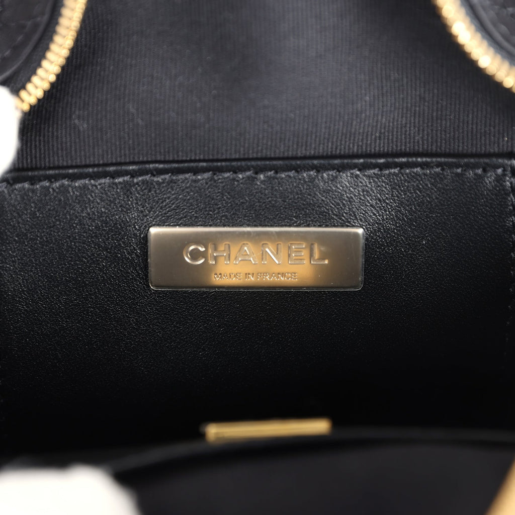 Star Bag Black Satin Light Gold Hardware