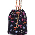 Medium CC Drawstring Backpack Multicolored Printed Fabric Light Gold Hardware