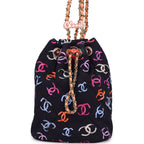 Medium CC Drawstring Backpack Multicolored Printed Fabric Light Gold Hardware