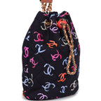 Medium CC Drawstring Backpack Multicolored Printed Fabric Light Gold Hardware