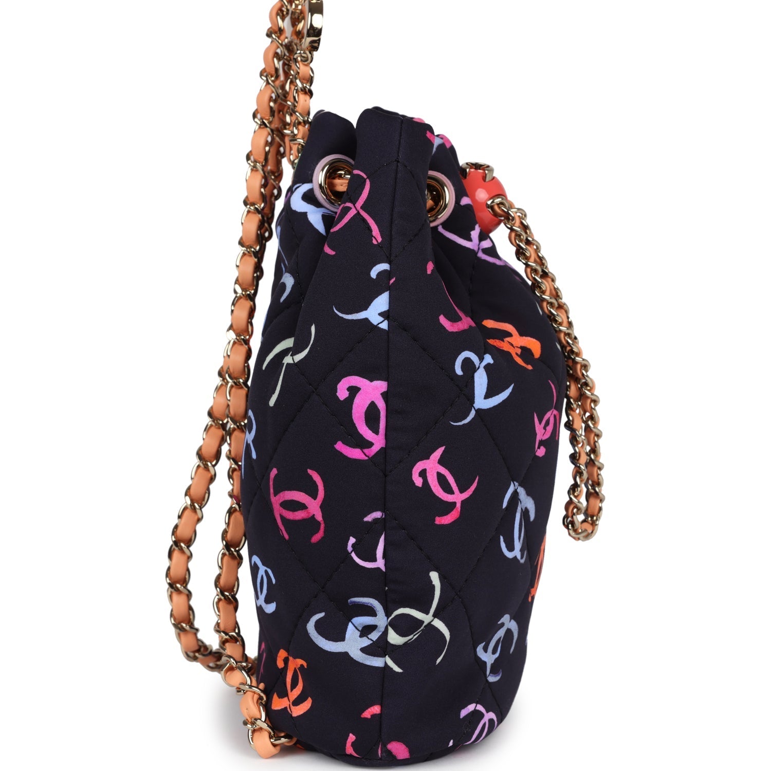 Medium CC Drawstring Backpack Multicolored Printed Fabric Light Gold Hardware
