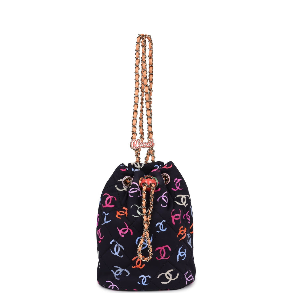 Medium CC Drawstring Backpack Multicolored Printed Fabric Light Gold Hardware
