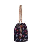 Medium CC Drawstring Backpack Multicolored Printed Fabric Light Gold Hardware