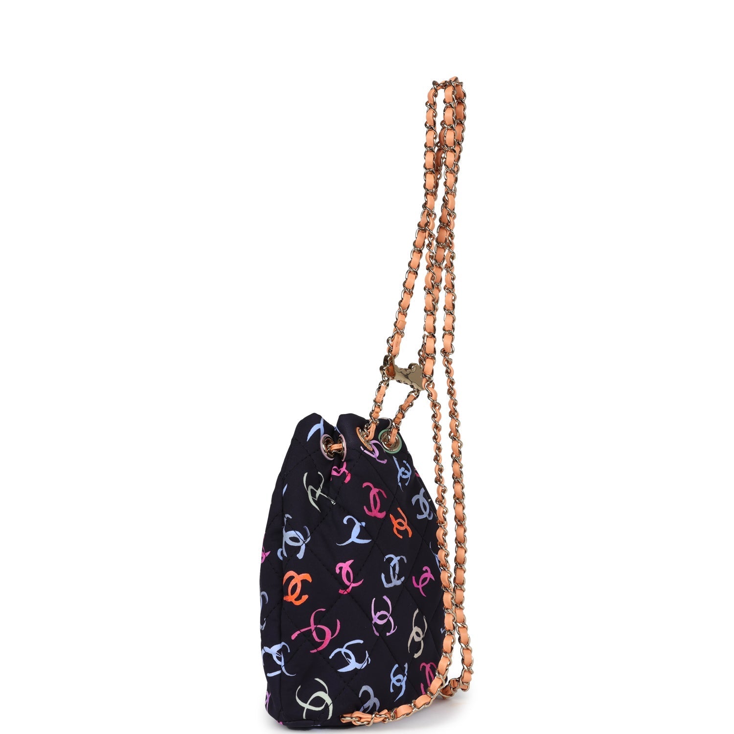 Medium CC Drawstring Backpack Multicolored Printed Fabric Light Gold Hardware