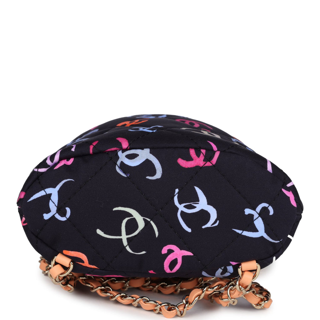 Medium CC Drawstring Backpack Multicolored Printed Fabric Light Gold Hardware