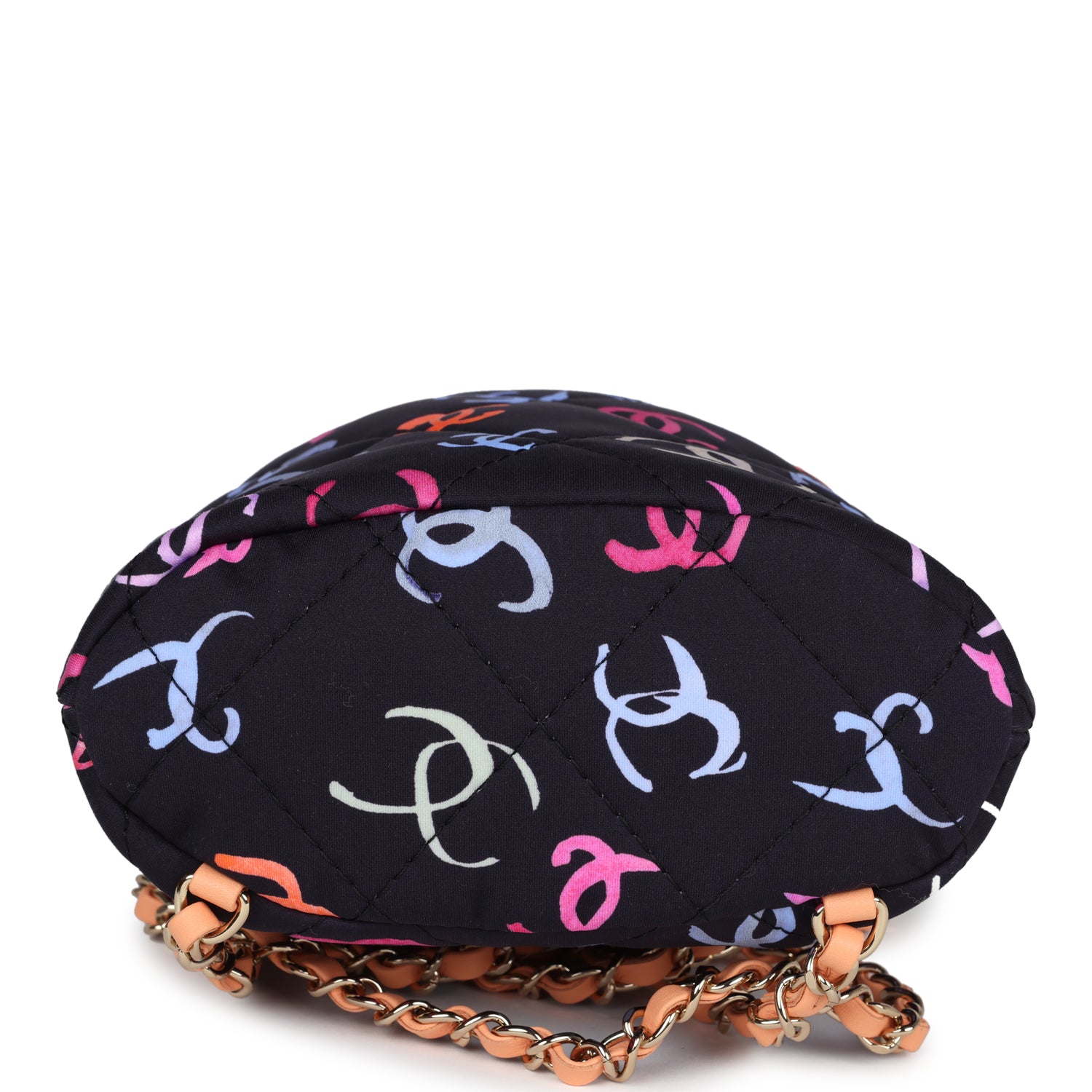 Medium CC Drawstring Backpack Multicolored Printed Fabric Light Gold Hardware
