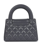 Small Kelly Shopper Dark Grey Shiny Aged Calfskin Brushed Gold Hardware