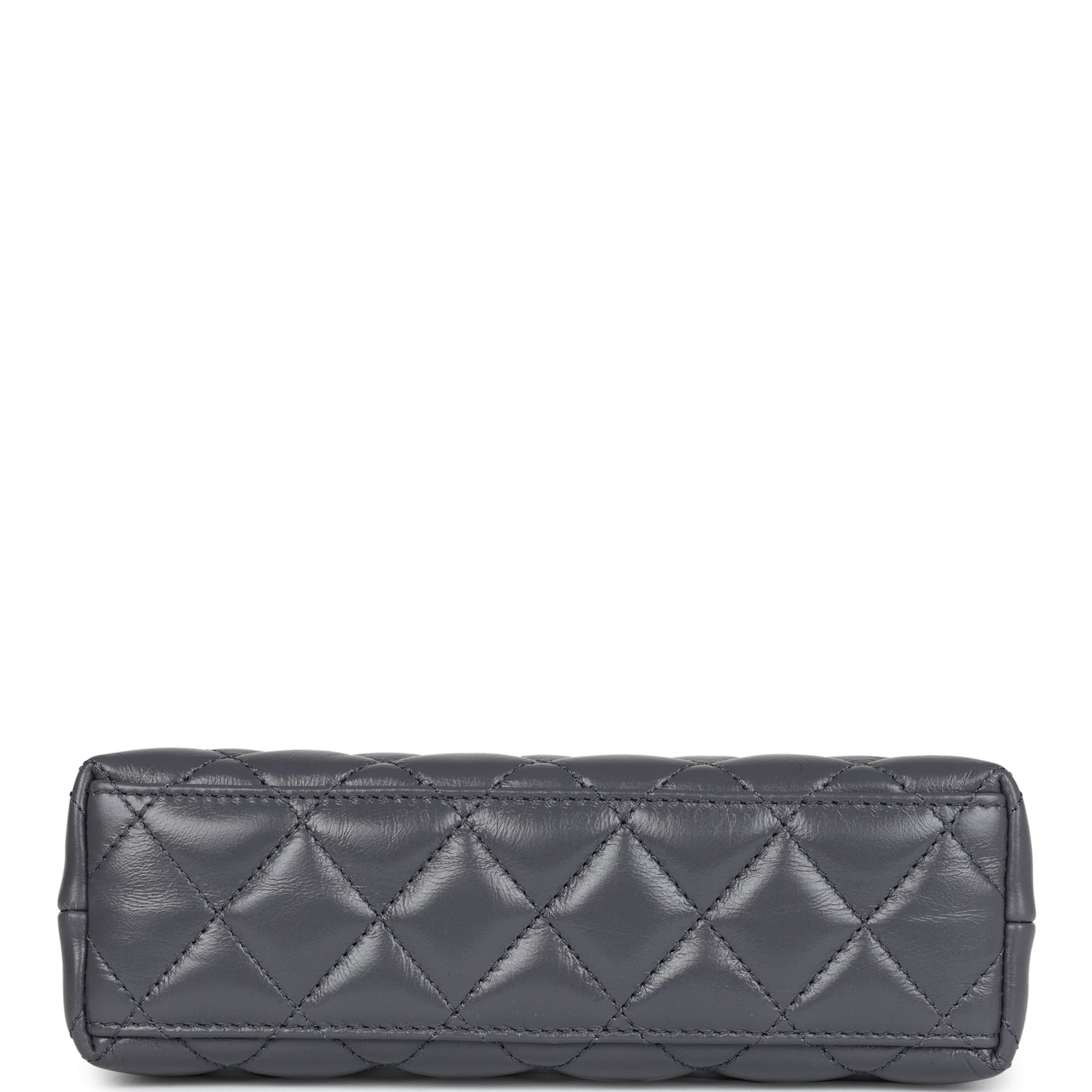 Small Kelly Shopper Dark Grey Shiny Aged Calfskin Brushed Gold Hardware