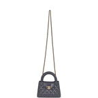 Small Kelly Shopper Dark Grey Shiny Aged Calfskin Brushed Gold Hardware