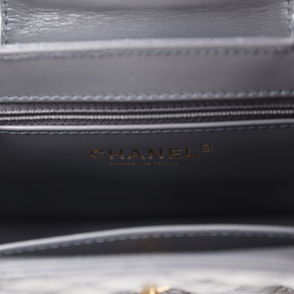 Small Kelly Shopper Dark Grey Shiny Aged Calfskin Brushed Gold Hardware