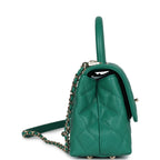 Mini Coco Top Handle Flap Bag Dark Green Caviar Light Gold Hardware