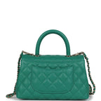Mini Coco Top Handle Flap Bag Dark Green Caviar Light Gold Hardware