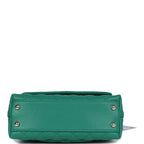 Mini Coco Top Handle Flap Bag Dark Green Caviar Light Gold Hardware