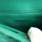 Mini Coco Top Handle Flap Bag Dark Green Caviar Light Gold Hardware