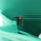 Mini Coco Top Handle Flap Bag Dark Green Caviar Light Gold Hardware