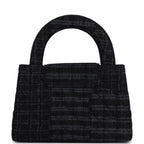 Small Kelly Shopper Dark Grey and Black Plaid Canvas Ruthenium Hardware