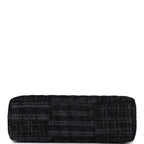 Small Kelly Shopper Dark Grey and Black Plaid Canvas Ruthenium Hardware