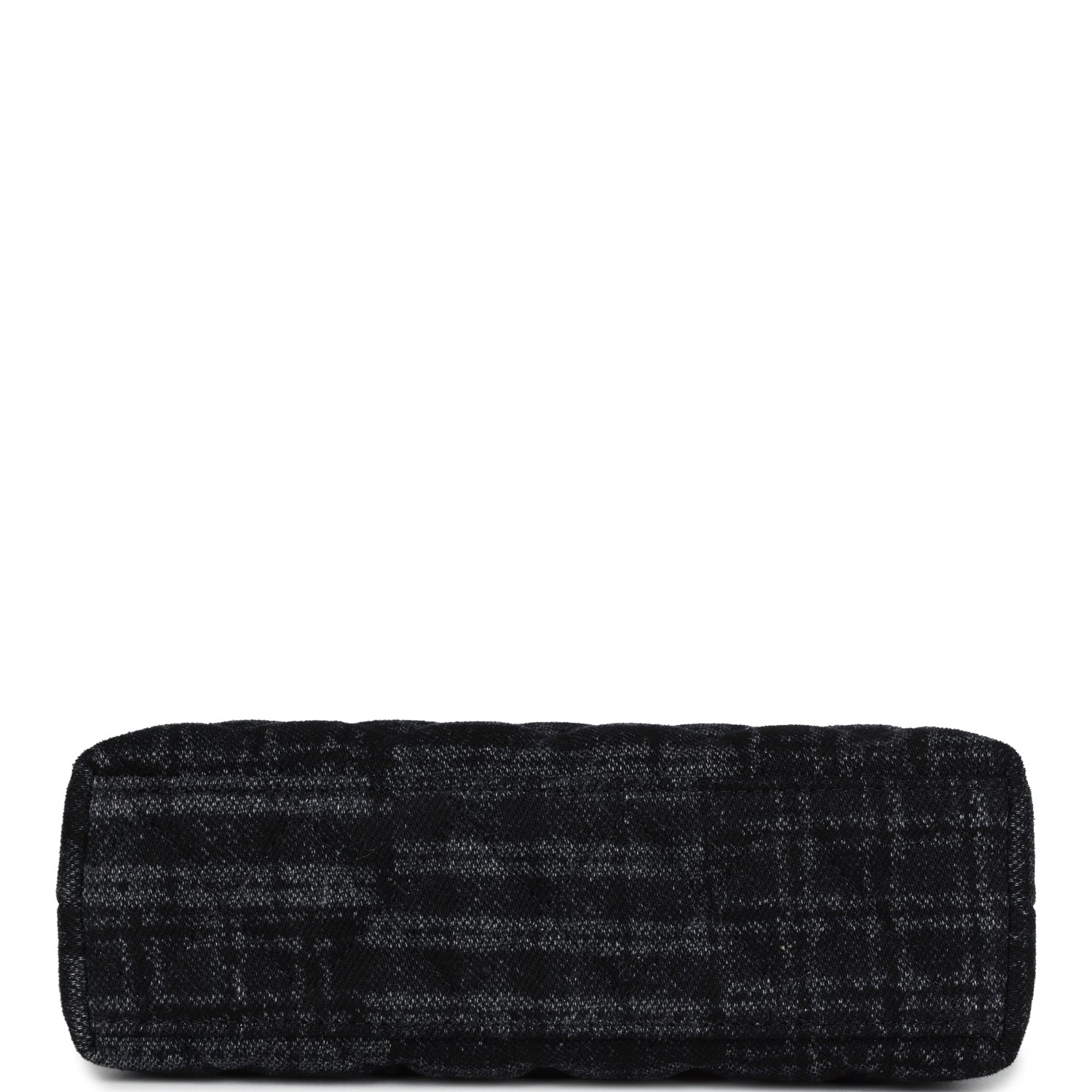 Small Kelly Shopper Dark Grey and Black Plaid Canvas Ruthenium Hardware
