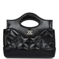 Micro 31 Shopper Black Shiny Lambskin Light Gold Hardware