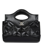 Micro 31 Shopper Black Shiny Lambskin Light Gold Hardware